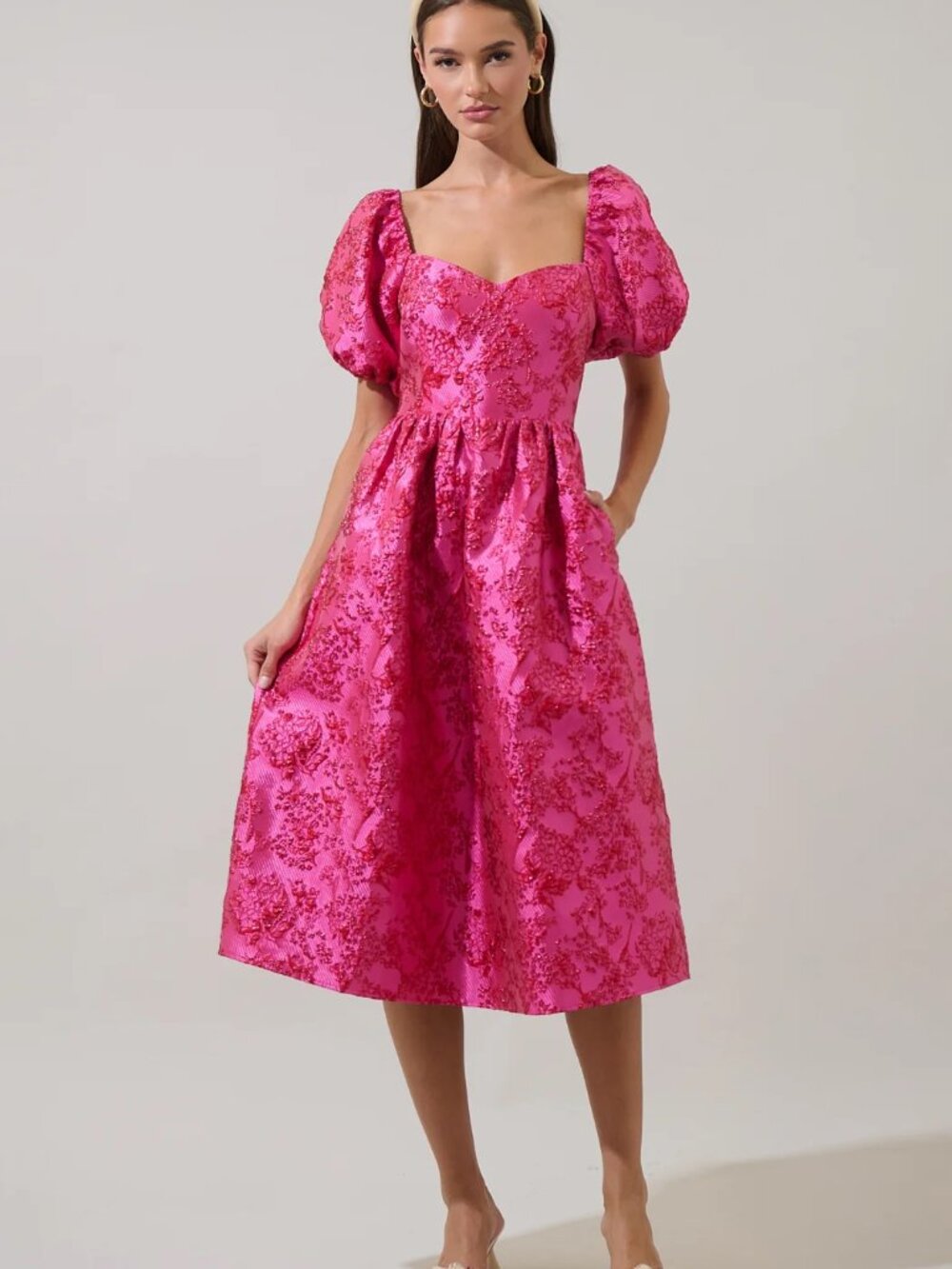 Sugar Lips. Danica Jacquard Alessi Puff Sleeve. New without tags. Never Worn.